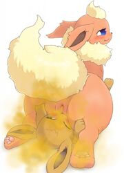 3sthrees anus blue_eyes brown_fur canine cream_fur eevee eeveelution fart female flareon fur mammal nintendo pokemon pussy red_fur video_games