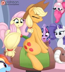 2016 animated applejack_(mlp) augustbebel biting_lip closed_eyes cutie_mark earth_pony equine feathered_wings feathers female feral fluttershy_(mlp) friendship_is_magic glowing group hair hooves horse inside magic mammal mane_six_(mlp) mechanical_bull multicolored_hair my_little_pony non-anthro open_mouth patreon pink_hair pinkie_pie_(mlp) pony purple_hair pussy_juice rainbow_dash_(mlp) rarity_(mlp) stomach_bulge twilight_sparkle_(mlp) wings