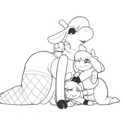 aintsmart animal_crossing balls canine clothing digby_(animal_crossing) female futa_on_female futa_with_male futanari giraffe gracie_(animal_crossing) intersex isabelle_(animal_crossing) legwear male mammal nintendo opposite_sex_twins penis stockings straight video_games