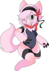 2016 absurd_res alpha_channel anthro bandana blush breasts canine changemylife99_(artist) clitoris female fox fur green_eyes hair hi_res mammal navel nova_(character) nude pink_fur pose pussy scarf stripes thick_thighs vector