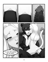 1boy 1girls 5_panel_comic animal_humanoid anthro anus breasts carla_(fairy_tail) cat_humanoid close-up comic darkmirage duo fairy_tail feline female hi_res humanoid humanoid_on_anthro male mammal monochrome nude page_14 page_number panther_lily penetration penis pussy ribbons sex size_difference straight tail_ribbon text vaginal_penetration