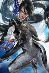 1girls attacking_viewer bayonetta bayonetta_(character) bayonetta_2 black_hair breasts clothed cloud elbow_gloves female female_only glasses gloves green_eyes gun high_heels large_breasts lipstick long_hair moon short_hair sky solo solo_female weapon white_gloves zumi zumi_(zumidraws)