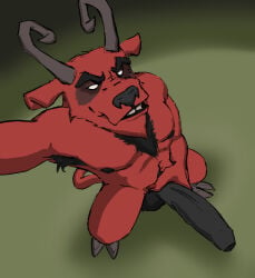 anthro armpit_hair balls big_balls big_penis black_lips black_nipples black_nose black_penis body_hair bovid caprine caprine_demon chest_hair deety demon don't_starve erection foreskin fur genitals hand_on_penis hi_res hooves horn huge_penis klei_entertainment lips looking_at_viewer male mammal nipples penis pubes red_body red_fur smile smiling_at_viewer solo standing tail vein veiny_penis white_eyes wortox