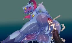 absurd_res anal anus backsack balls bodily_fluids bodily_fluids_drip butt cum cum_drip cum_in_ass cum_inside cumshot dripping ejaculation generation_8_pokemon genital_fluids genital_focus genitals halfpricesouls hi_res leaking_cum male male/male nintendo pokemon pokemon_(species) sneasler