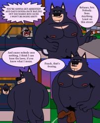 abs absurd_res anthro armpit_hair balls black_body black_outline bodily_fluids body_hair brother_(lore) brothers_(lore) canid canine canis car clothing comic dialogue domestic_dog eddicus edgar_(eddicus) english_text eyebrows facial_hair foreskin fur genital_fluids genitals hi_res husky jockstrap joel_(eddicus) male mammal muscular muscular_male mustache nipples nordic_sled_dog outdoor_nudity outline outside overweight peeing penis pubes public saggy_balls sibling_(lore) sigh solo speech_bubble spitz sunset tail tan_body tan_fur text thick_eyebrows underwear underwear_on_face underwear_on_head urine vehicle watersports yelling
