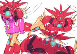 colored_skin getter_emperor getter_robo lingerie mecha on_bed robot robot_girl seductive_smile thirty_8ght underwear