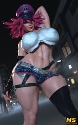 3d ass big_ass big_breasts breasts busty female female_focus female_only final_fight hagiwara_studio hourglass_figure pink_hair pinup pinup_pose poison_(final_fight) street_fighter tagme thick_thighs white_female wide_hips