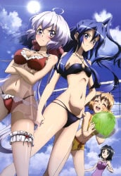 10s 2026 4girls beach beach_volleyball bikini kazanari_tsubasa kohinata_miku multiple_girls official_art ookubo_yoshiyuki outdoors senki_zesshou_symphogear swimsuit tachibana_hibiki_(symphogear) tagme yukine_chris