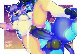 anthro anthro_on_anthro antlers bodily_fluids cum cum_drip cum_on_penis deer dripping felid feline female genital_fluids genitals hi_res horn leon_(planet_kind) lion male male_anthro mallory_(planet_kind) mammal pantherine penis planet_kind vein veiny_penis