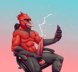anthro avian balls beak big_penis bird bodily_fluids cellphone chair cum cumshot digital_media_(artwork) ejaculation electronics erection feathers fingers furniture genital_fluids genitals gradient_background half-closed_eyes hand_on_penis holding_cellphone holding_object holding_phone holding_smartphone huge_penis humanoid_genitalia humanoid_penis looking_pleasured lorenzobrezo male masturbation narrowed_eyes nude orgasm orgasm_face penile penile_masturbation penis phone simple_background sitting smartphone smile solo vein veiny_penis