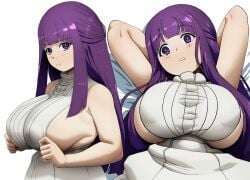 1girls 2d breasts cleavage female female_only fern_(sousou_no_frieren) frieren_beyond_journey's_end inker_comics light-skinned_female light_skin purple_eyes purple_hair sideboob solo solo_female sousou_no_frieren tagme