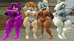16:9 3d_(artwork) anthro avian bat beach bedroom_eyes big_breasts big_butt bird breasts butt digital_media_(artwork) fan_character fangs female genitals group hair hair_over_eye hand_behind_head hand_on_hip hirundinid huge_breasts huge_butt jade_the_bat_(sonico4ever) lagomorph lemur leporid long_hair looking_at_viewer mammal mature_female membrane_(anatomy) membranous_wings naomi_the_lemur_(sonico4ever) narrowed_eyes nude nude_female one_eye_obstructed open_mouth open_smile oscine passerine primate rabbit ring-tailed_lemur seductive sega smile smiling_at_viewer sonic_the_hedgehog_(series) sonico4ever strepsirrhine swallow_(bird) teeth thick_thighs tsunami_the_swallow_(sonico4ever) vanilla_the_rabbit vulva widescreen wings