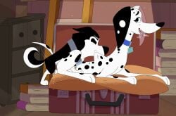 101_dalmatian_street 101_dalmatians 2026 absurd_res age_difference bedroom blurrypanda bodily_fluids book breath canid canine canis cheating_wife collar cum dalmatian delilah_(101_dalmatians) disney doggystyle domestic_dog duo female feral feral_on_feral from_behind_position genital_fluids hansel_(101_dalmatians) hi_res husky infidelity larger_female larger_penetrated leaking_cum looking_pleasured male male/female mammal mating_bite nordic_sled_dog older_female older_female_younger_male panting penetration penile penile_penetration sex size_difference smaller_male spitz suitcase tagme tongue tongue_out younger_male