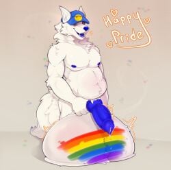 2026 absurd_res animal_genitalia animal_penis anthro aroused balls baseball_cap belly big_balls big_penis bodily_fluids bulge canid canine canine_genitalia canine_penis canis clothing cock_vore ears_up eating egg frost fur genital_fluids genitals gesture happy hat headgear headwear hi_res holding_penis huge_penis hyper hyper_genitalia hyper_penis knot knotted_penis leaking_precum lgbt_pride lgbt_pride_month lips male mammal multicolored_body multicolored_fur musclegut muscular navel nipples overweight penile penis precum pride_color_flag pride_colors rattiequa solo suggestive suggestive_gesture tagme teeth tongue vein veiny_penis vore wolf