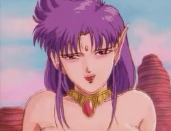 1990s_(style) 1993 1girl 1girls 2026 animated animated_gif armor bikini bikini_armor bindi blush breasts cheating_(relationship) demon_girl ears eganko_(youjuu_sensen_adventure_kid) female fingernails gold jewelry legs_apart lipstick long_fingernails long_hair lowres makeup medium_breasts midriff necklace nipples pointy ponytail presenting_own_pussy purple_eyes purple_hair retro_artstyle sidelocks spread_legs swimsuit tagme thong v-bangs youjuu_sensen_adventure_kid
