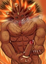 accessory anthro aroused balls begtse_(god_of_war) big_balls big_penis bodily_fluids bone buddhist_mythology cock_ring deity demonic dharmapala drooling erection fire foreskin genital_fluids genital_piercing genitals glans god_of_war hi_res humanoid_genitalia humanoid_penis jewelry looking_at_viewer male muscular muscular_anthro muscular_male mythological_creature mythology nel0 nude penis penis_accessory penis_jewelry piercing precum retracted_foreskin saliva scalie scrotum_piercing skull solo sony_corporation sony_interactive_entertainment teeth tongue tongue_out vein veiny_penis