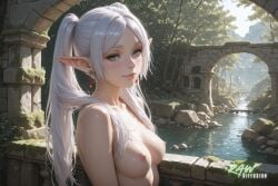 1girl ai_generated anime beautiful breasts cute ecchi female frieren frieren_beyond_journey's_end green_eyes hentai nsfw rawdiffusion rule34 sexy sexy_pose solo sousou_no_frieren tits white_hair