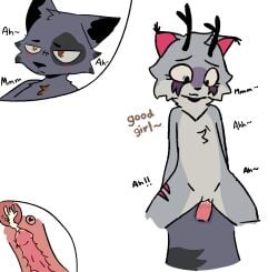 catbad15_(artist) cowgirl_position cumming deer female furry furry_female horns lynx male male_domination male_penetrating orgasm original_character overwhelmed partners penetration penis penis_in_pussy pleasure_face posion_wolf_oc semen sex shy shy_expression silver_oc smaller_female wolf xd