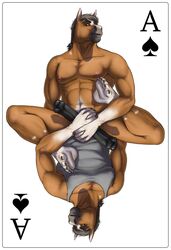 ♠ 1boy 2016 5_toes abs ace_of_spades animal_genitalia animal_penis anthro biceps black_penis brown_fur card clothed clothing equine equine_penis erection fur grey_hair hair horse horsecock looking_at_viewer male male_only mammal multicolored_fur muscular muscular_male navel nipples nude pecs penis plantigrade playing_card rov shirt simple_background solo suit_symbol tank_top toes two_tone_fur white_background white_fur