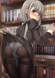 1girl 1girls 2026 ass beiske_(de_skb3) from_behind hisakawa_nagi idolmaster idolmaster_cinderella_girls panties panties_under_pantyhose pantyhose skirt_lift tagme