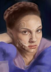1girls brown_eyes brown_hair cum cum_on_face female female_only padme_amidala solo star_wars tagme_(artist)