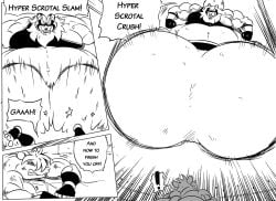 anthro balls beaten big_balls black_and_white canid canine clothed clothed_anthro clothed_male clothing comic crush dialogue digital_drawing_(artwork) digital_media_(artwork) duo english_text falling genitals gloves hair handwear huge_balls hyper hyper_balls hyper_genitalia male male_anthro mammal monochrome mouse murid murine muscular muscular_anthro muscular_male overweight overweight_anthro overweight_male pain raccoon_dog reagan700 rodent speech_bubble tanuki text