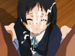 animated barefoot censored closed_eye closed_mouth cum cum_on_hair facial human human_only k-on! mio_akiyama_(k-on!) penis pov