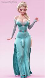 1futa ai_generated ass big_breasts blonde_hair blue_eyes bouncing_breasts braided_hair dance dickgirl dress elsa_(frozen) frozen_(film) futanari long_hair shoes sylfuta tagme video