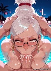 1boy 1girl 2026 :>= ai_generated anime ayase_seiko black-framed_eyewear blush boobs breasts brown_eyes cleavage completely_nude crossover cum cum_in_mouth cum_in_nose dandadan dark_skin earrings ejaculation erection explicit eye_contact fellatio female female_focus flushed glasses half-closed_eyes head_grab heart hetero highres hoop_earrings huge_breasts irrumatio jewelry large_breasts large_penis looking_at_viewer male mature_female night nsfw nude oral overflow partially_submerged patreon penis pool pov rognezart rolling_eyes saliva semi-rimless_eyewear short_ponytail single_hair_bun solo solo_focus straight sweat sweaty tearing_up tears uncensored under-rim_eyewear veins veiny_penis water wet white_hair
