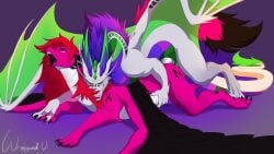 absurd_res arizonafox_(shapeshifter) bodily_fluids butt clenched_teeth cum cum_drip cum_in_vagina cum_inside cum_on_butt cum_on_ground cum_on_penis dragon dripping duo ear_piercing european_mythology feathered_wings feathers female feral feral_on_feral from_behind_position fur genital_fluids genitals green_wings hi_res holding_body jockey_position lying lying_on_ground male male/female mane moan mythological_creature mythological_scalie mythology on_back on_front on_ground on_top_of_another orgasm orgasm_face penetration penis piercing prone_bone_position purple_mane raised_tail red_eyes red_mane saliva saliva_string scalie sex soapy_(soapysoapy) tail teeth tongue tongue_out western_dragon wings wrappedvi