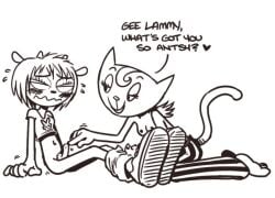 2girls anthro artist_request bottomless female furry katy_kat lammy_lamb parappa_the_rapper penis touching_penis um_jammer_lammy