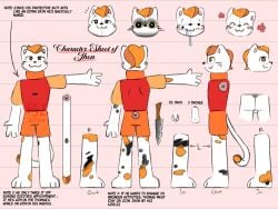4:3 4_fingers anthro balls blush bodily_fluids butt calico_cat creepy creepy_face dated directional_arrow domestic_cat drooling english_text felid feline felis fingers flower genitals hair hi_res jhon_(jhon's_story) knife letterbox long_tail looking_at_viewer male mammal measurements model_sheet notes orange_hair penis plant protective_suit raised_arm saliva smug smug_expression smug_eyes smug_face solo tail text valken_holmes watermark whiskers