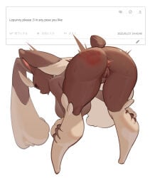 2026 anthro anus ass bunny_ears furry furry_female lopunny pokemon pokemon_(species) pokemon_dppt pussy showing_ass suayber tagme twitching