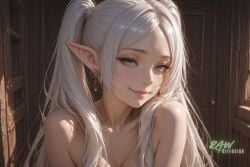 1girl ai_generated anime beautiful breasts cute ecchi female frieren frieren_beyond_journey's_end green_eyes hentai nsfw partially_clothed rawdiffusion rule34 sexy sexy_pose solo sousou_no_frieren tits white_hair