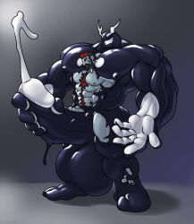 absorption_vore anthro balls beard big_balls big_muscles big_pecs big_penis bodily_fluids cum dominant dominant_male duo ejaculation excessive_cum excessive_genital_fluids eyeless eyes_closed facial_hair feet genital_fluids genitals glans goo_creature hair hand_on_penis hi_res huge_balls huge_penis humanoid hyper hyper_balls hyper_genitalia hyper_penis larger_male larger_pred male male/male masturbation muscular muscular_male nipples pecs penis penis_size_difference size_difference smaller_male smile standing submissive submissive_male symbiote teeth trencalos vein veiny_penis vore