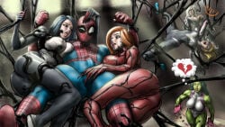 1boy 5girls avengers big_ass big_breasts big_thighs bigger_female black_cat_(marvel) breasts cindy_moon cuckquean curvaceous curvy curvy_figure digital_media_(artwork) felicia_hardy female giantess green-skinned_female green_body green_skin gwen_stacy gwen_stacy_(classic) height_difference hips hourglass_figure huge_ass huge_breasts huge_thighs hulk_(series) jennifer_walters large_ass large_breasts large_female large_thighs larger_female legs light-skinned_female light-skinned_male light_skin macro macro_female male male/female marvel marvel_comics mary_jane_watson mature mature_female mini_giantess multiple_girls orangegrin peter_parker red_hair she-hulk shorter_male silk_(marvel) size_difference slim_waist smaller_male spider-man spider-man_(series) straight tall tall_female taller_female thick thick_hips thick_legs thick_thighs thighs voluptuous waist white_hair wide_hips wide_thighs