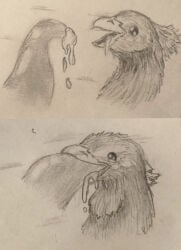 animal_genitalia animal_penis avian beak beak_fetish beak_play beak_sex beakjob bird bodily_fluids don_frog. drooling duo feather_hair feather_tuft feathered_crest feathers fellatio feral frogulus galliform genital_fluids genitals glistening glistening_genitalia glistening_penis graphite_(artwork) head_crest leaking_precum male male/male musky_penis neck_bulge open_beak open_mouth oral oral_penetration peafowl penetration penile penis penis_nursing phasianid precum precum_in_mouth precum_on_penis pseudo_hair saliva scent sex sparkles sparkling_eyes tapering_penis tears traditional_media_(artwork) tuft wet wet_penis