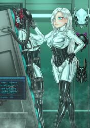 blue_eyes bodysuit bondage brainwashing collar commission dildo_gag dildo_in_mouth drone drone_transformation droneification dronesuit female/female female_only femdom ghislain_(mr.bones22) latex latex_bodysuit latex_clothing mask masked masking mind_control mr.bones22 nose_tube oc original_character personality_change red_hair rubber rubber_clothing rubber_suit sealed thighhigh_boots uniform uniform_female white_hair
