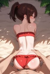 ai_generated all_fours ass back back_view bikini bikini_aside breathtaker brown_hair doggy_style doggystyle grabbing grabbing_from_behind hi_res looking_at_viewer looking_back nukigee_mitai_na_shima_ni_sunderu_watashi_wa_dou_surya_ii_desu_ka? nukitashi:_the_animation pov pov_sex pussy short_hair tachibana_asane vaginal_penetration vaginal_sex yellow_eyes