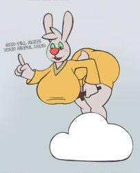 1girls 2024 2d 2d_(artwork) 2d_artwork angel_gabby angel_hare anthro ass big_ass big_breasts breasts bunny bunny_girl clothed clothed_female cloud cross dialog dialogue digital_art digital_drawing_(artwork) digital_media_(artwork) dress furry furry_female green_sclera holding_object lagomorph leporid pink_nose rabbit rabbit_ears rabbit_girl rabbit_tail raki_boi solo stop_thinking_about_sex tagme text the_east_patch thicc thick thick_thighs white_fur yellow_dress