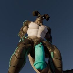 1:1 absurd_res animal_genitalia animal_penis anthro balls big_balls big_penis black_body blue_body blue_eyes bodily_fluids daddyclaw_(vulgarvictor) deathclaw dog_tags equine_genitalia equine_penis f3nrisulfr fallout fenrir_(f3nrisulfr) genitals grey_body hi_res horn huge_filesize huge_penis hyper hyper_genitalia hyper_penis looking_at_viewer male microsoft muscular muscular_male penis scales scalie simple_background solo standing sweat