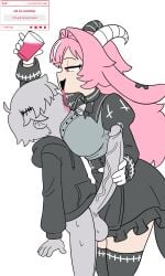 1boy 1girls balls bottomless demon demon_girl drunken_goddess_reflux femdom femme_soule handjob huge_cock large_breasts penis pukey_goddess_shot_trick self_upload strawpage_request tagme unepicroachy veiny_penis wip y/n_(unepicroachy)