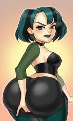 1 1girls ai_generated cartoon_network digging_up_in_they_ass female fusionfall gwen_(tdi) solo solo_female total_drama_island two-tone_hair
