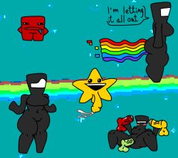 1girl 1girls 2026 3boys boogieworm42 commander_video gangbang genderswap meat_boy naked naked_female no_nipples rule_63 super_meat_boy tagme veiny_penis