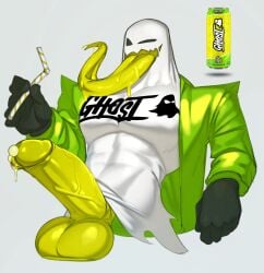 abs balls beverage digital_drawing_(artwork) digital_media_(artwork) drinking_straw energy_drink erection genitals glans hi_res humanoid_genitalia humanoid_penis kogito male muscular muscular_male penis simple_background solo tongue tongue_out white_background