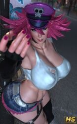 3d ass big_ass big_breasts breasts busty female female_focus female_only final_fight hagiwara_studio hourglass_figure pink_hair pinup pinup_pose poison_(final_fight) street_fighter tagme thick_thighs white_female wide_hips