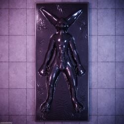 1:1 3d_(artwork) absurd_res animal_genitalia animal_penis anthro anthro_on_anthro arms_tied balls bdsm biped black_body black_clothing black_latex blender_(artwork) blender_cycles_(artwork) bondage bound bulge canid canine canine_genitalia canine_penis canis chamber claws clothed clothing degradation depth_of_field digital_media_(artwork) dragonplayer dragonplayer_(character) encasement feet fox genitals hi_res hindpaw immobile inside latex latex_clothing latex_penis latex_skinsuit legs_tied lying lying_on_ground male male/male mammal multicolored_body nasal_tube on_ground orgasm_denial paws penis permanent_bondage permanent_encasement permanent_orgasm_denial permanent_sensory_deprivation predicament_bondage reflection rexouium sealed sensory_deprivation skinsuit slim slim_anthro slim_male slim_sub solo submissive submissive_male tail tight_clothing tube vacuum_bed vacuum_sealed