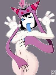 beauty_mark blue_nipples blue_tongue cartoon_network covered_nipples female hero:_108 mystique_sonia nude_female porkshack solo_female tongue_out