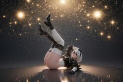 1girl 1girls 2026 ai_generated aistuffo android blindfold clothing female female_only gloves headband heel_boots legs legs_up lying lying_on_back medium_breasts nier nier:_automata night_sky solo stars stockings tagme thighs uncensored white_hair yorha_2b
