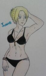 1girls 2020s annie_leonhardt attack_on_titan bikini colored fit_female hand_drawn june_(month) necklace pencil_(artwork) posing snk_andree_art solo traditional_media_(artwork)